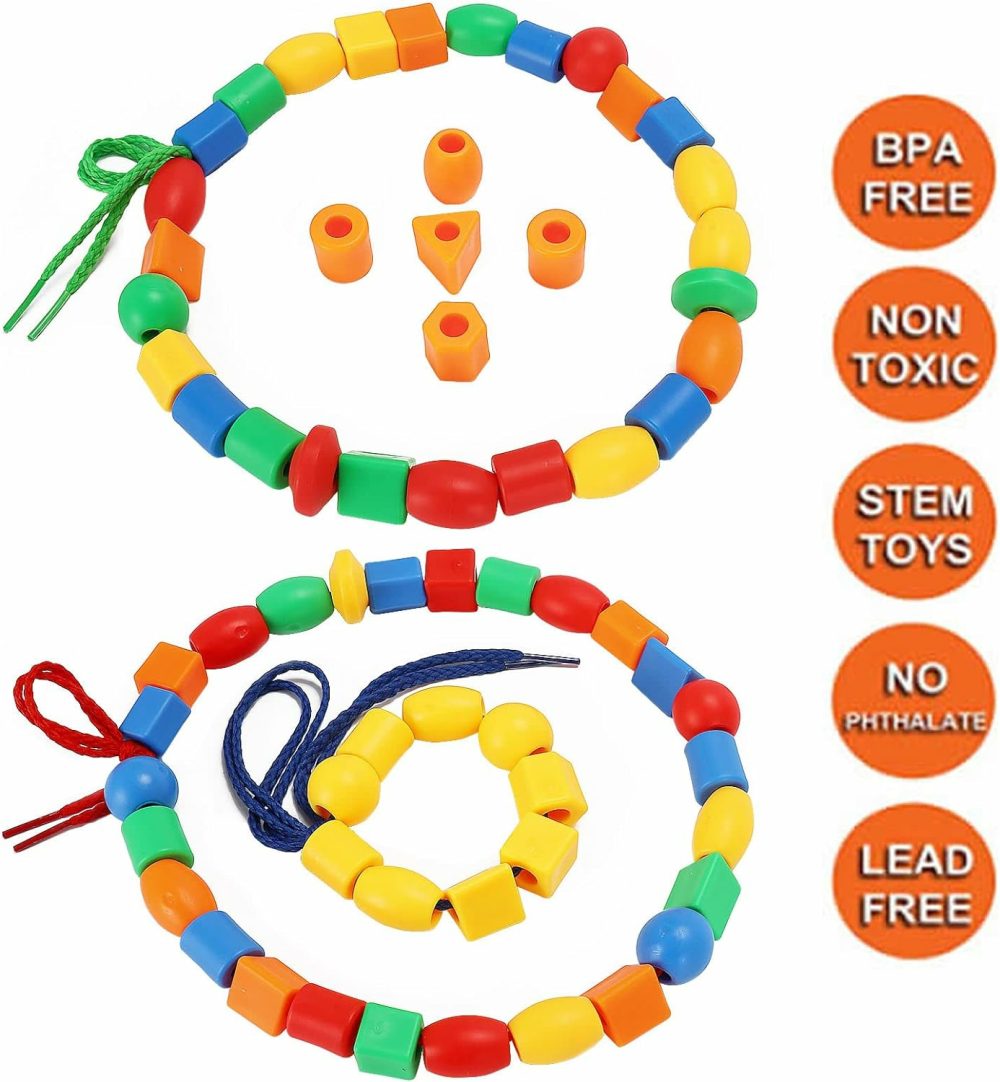 Lacing Beads For Kids – 70Pcs Threading Beads Occupational Therapy Toys For Kids Fine Motor Skills Developmental Activity Ot Toys  |  Sorting & Stacking Toys All Toys Sorting & Stacking Toys