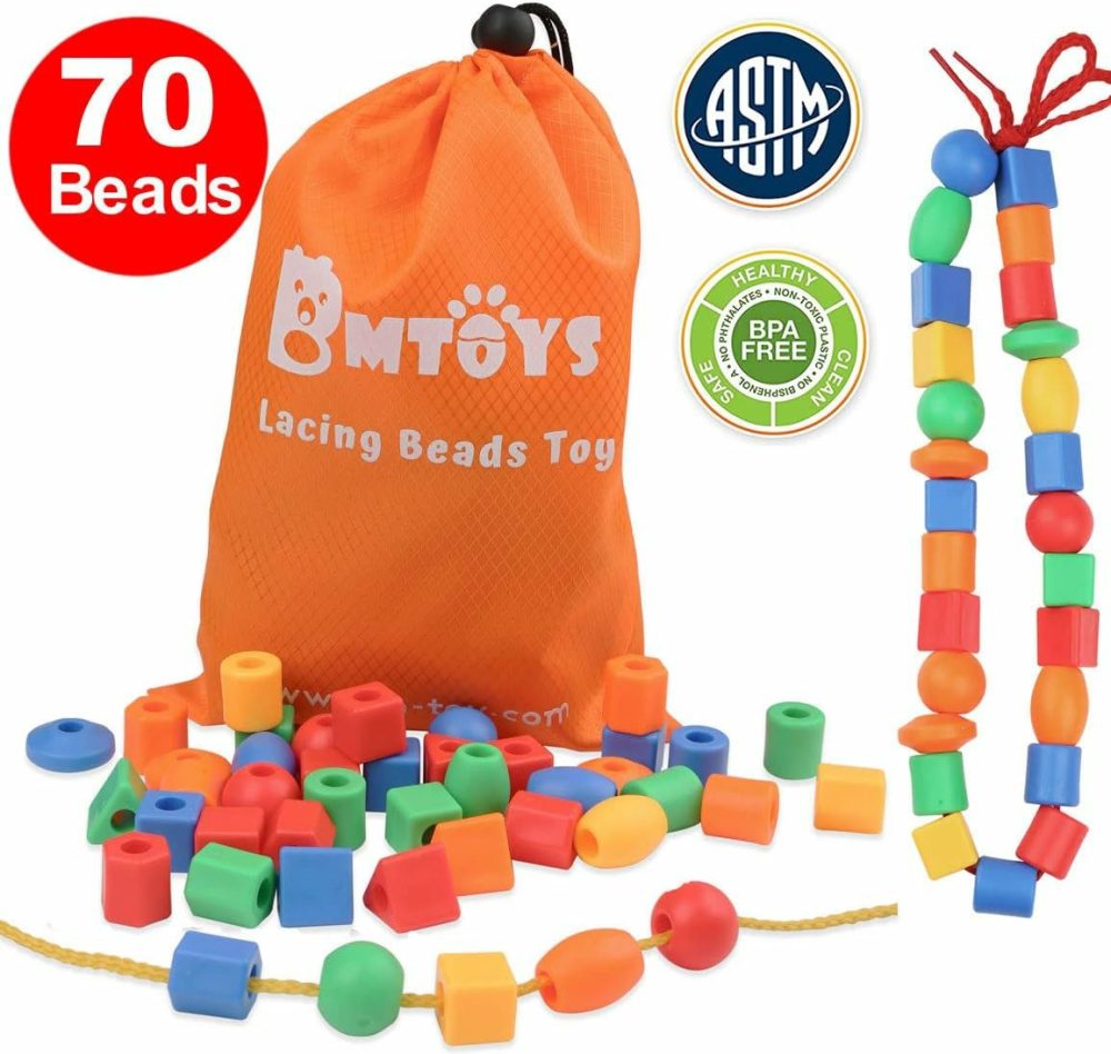 Lacing Beads For Kids – 70Pcs Threading Beads Occupational Therapy Toys For Kids Fine Motor Skills Developmental Activity Ot Toys  |  Sorting & Stacking Toys All Toys Sorting & Stacking Toys