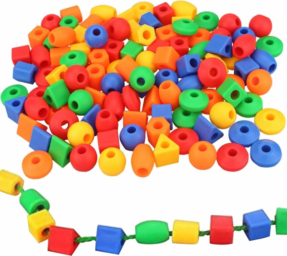 Lacing Beads For Toddlers (60 Stringing Beads,4 Strings) -Educational Montessori Preschool Activities,Toddler Sensory Occupational Therapy Toys Autism Ot (With Storage Bag)  |  Sorting & Stacking Toys All Toys Multicolor