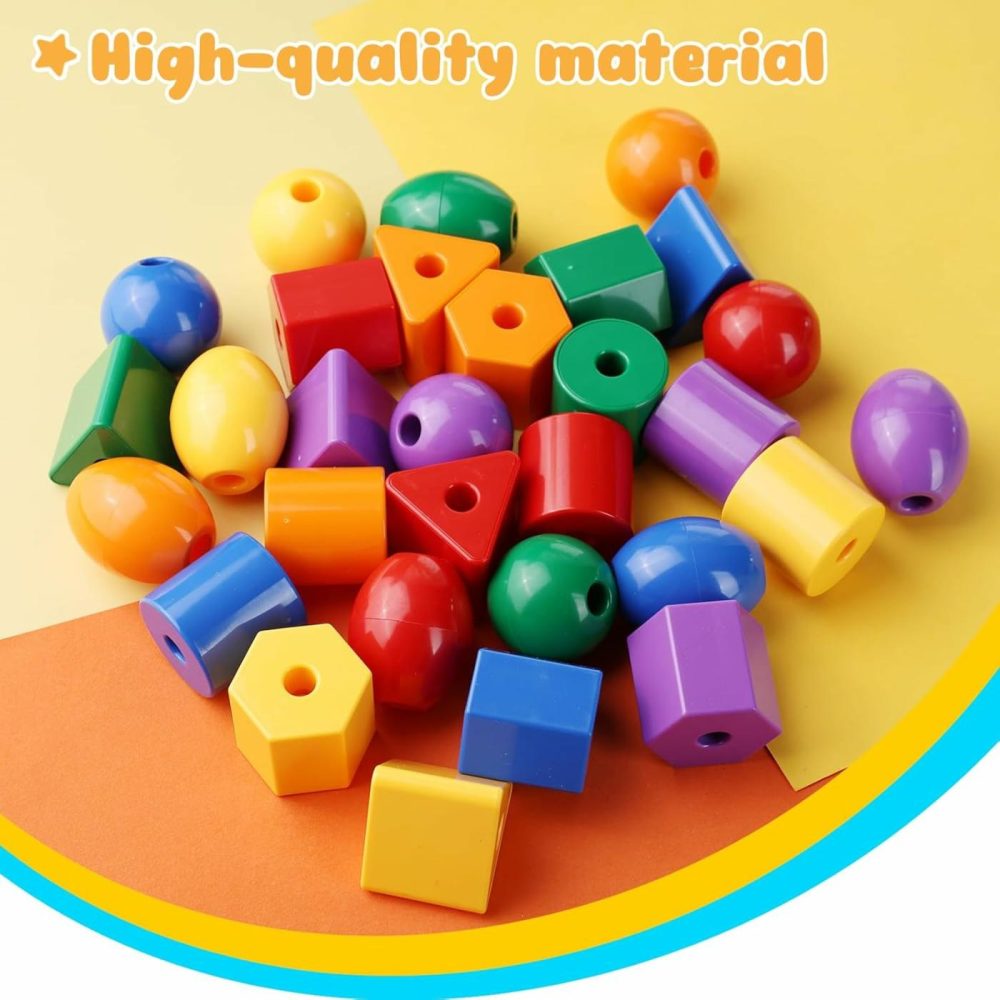 Lacing Beads Set  Educational Toy With 30 Wooden Beads Montessori Toys Autism Toys For Toddlers And Kids  |  Sorting & Stacking Toys All Toys Sorting & Stacking Toys