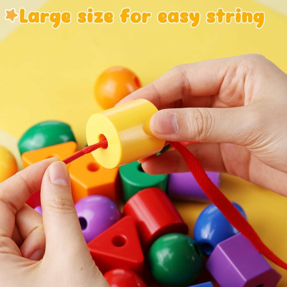 Lacing Beads Set  Educational Toy With 30 Wooden Beads Montessori Toys Autism Toys For Toddlers And Kids  |  Sorting & Stacking Toys All Toys Sorting & Stacking Toys