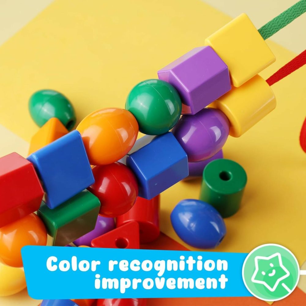 Lacing Beads Set  Educational Toy With 30 Wooden Beads Montessori Toys Autism Toys For Toddlers And Kids  |  Sorting & Stacking Toys All Toys Sorting & Stacking Toys