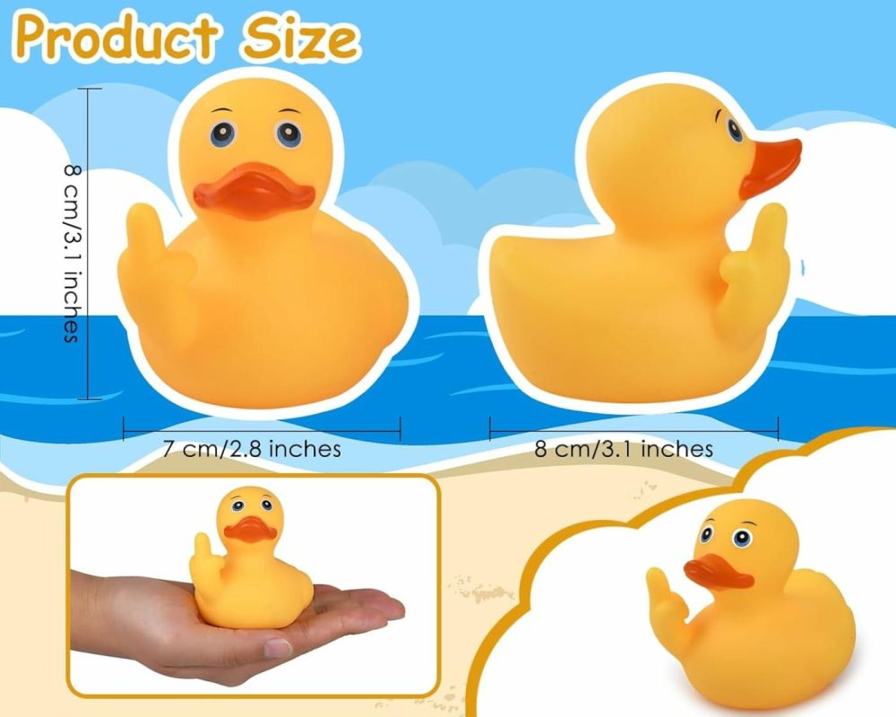 Large Middle Finger Rubber Duck Yellow Rubber Duck 3.07 Inch Funny Car Ornaments Duck For Car Dashboard Decoration  Computer Monitor Decor  |  Bath Toys All Toys Bath Toys