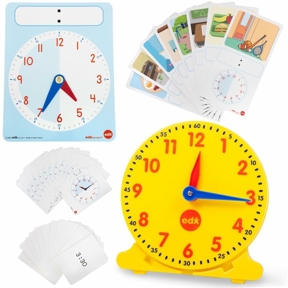 Learning Clock Activity Set – 8 Double-Sided Activity Cards And 25 Flashcards – Digital And Analog Teaching Clocks For Kids  |  Teaching Clocks All Toys Teaching Clocks