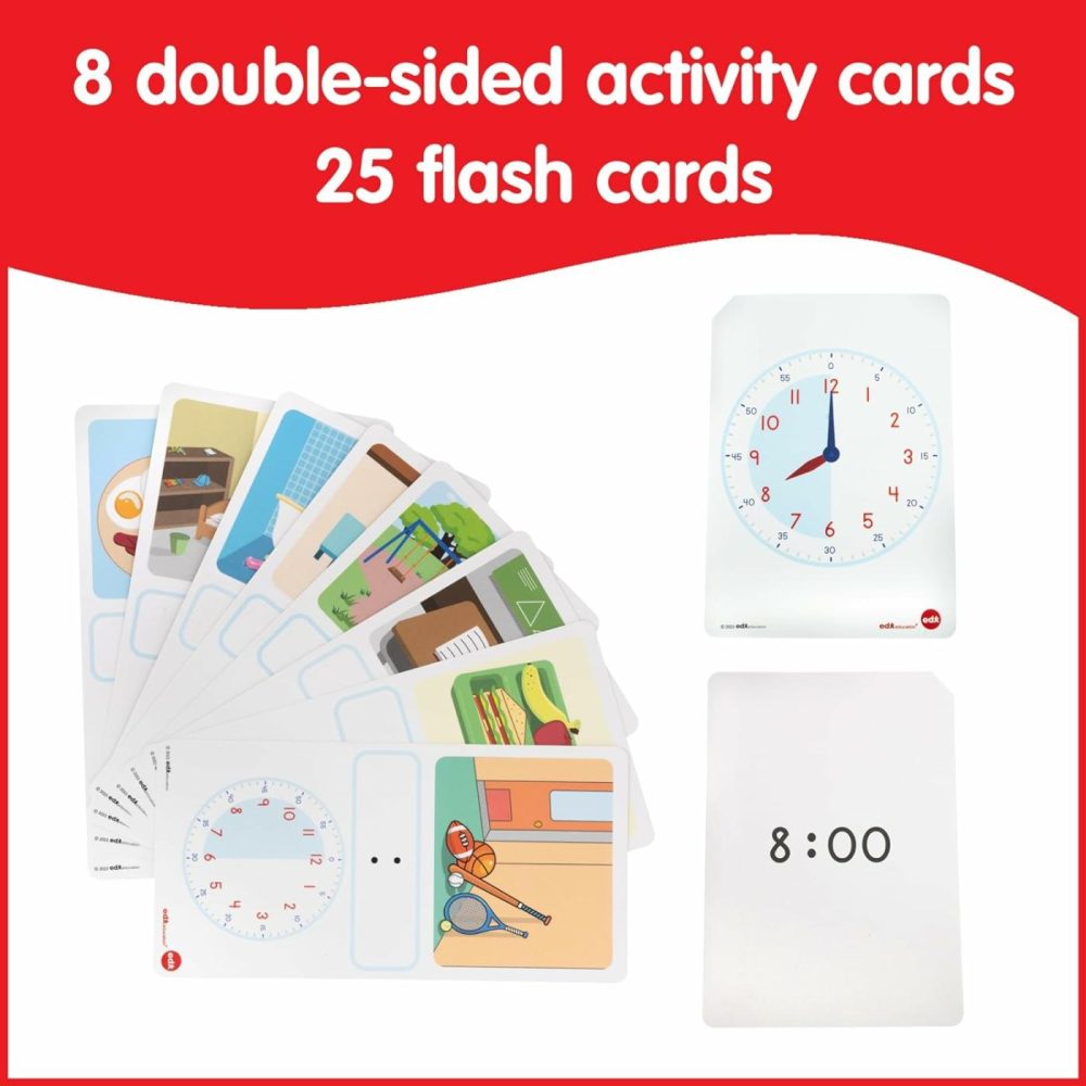 Learning Clock Activity Set – 8 Double-Sided Activity Cards And 25 Flashcards – Digital And Analog Teaching Clocks For Kids  |  Teaching Clocks All Toys Teaching Clocks