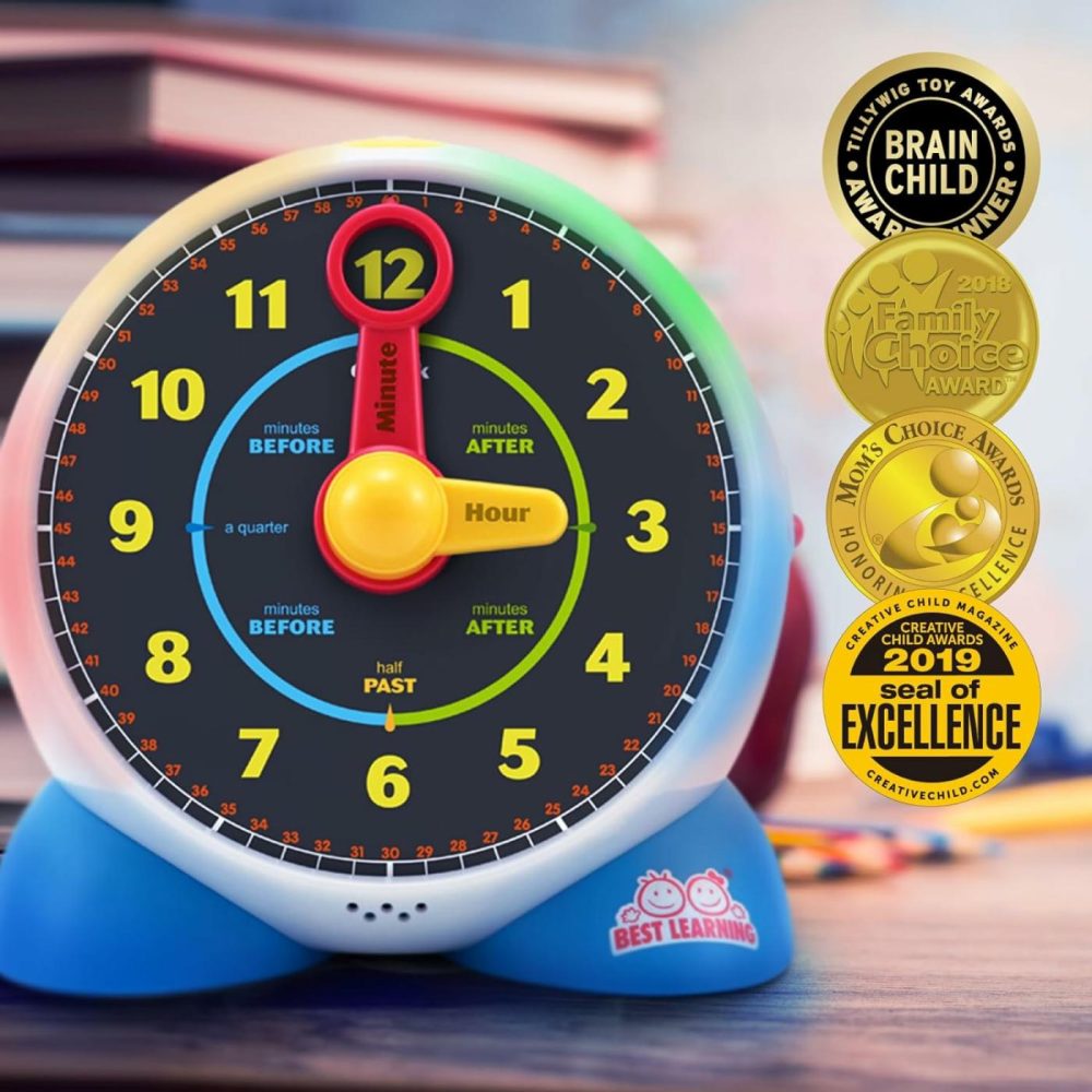 Learning Clock – Educational Talking Learn To Tell Time Teaching Light-Up Toy With Quiz And Music Sleep Mode – Toddlers & Kids Ages 3  4  5  6 Years Old Boy And Girl Gift For Birthdays  |  Teaching Clocks All Toys Teaching Clocks