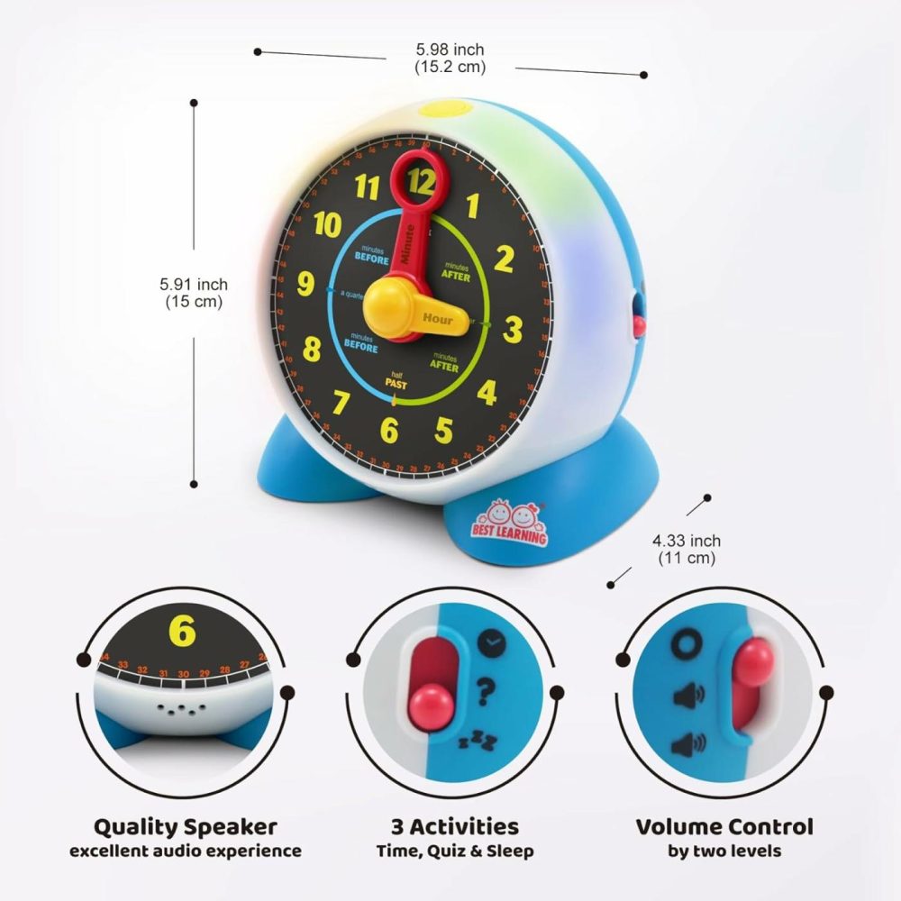 Learning Clock – Educational Talking Learn To Tell Time Teaching Light-Up Toy With Quiz And Music Sleep Mode – Toddlers & Kids Ages 3  4  5  6 Years Old Boy And Girl Gift For Birthdays  |  Teaching Clocks All Toys Teaching Clocks