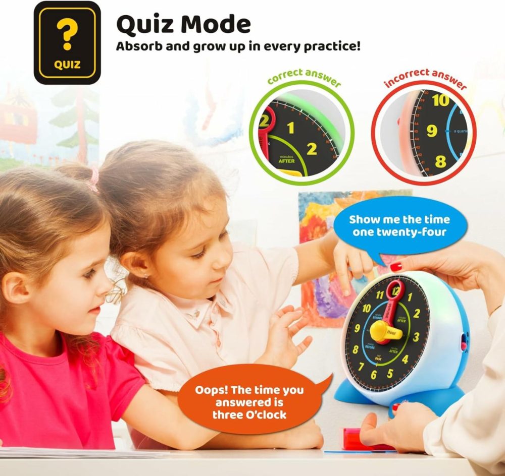 Learning Clock – Educational Talking Learn To Tell Time Teaching Light-Up Toy With Quiz And Music Sleep Mode – Toddlers & Kids Ages 3  4  5  6 Years Old Boy And Girl Gift For Birthdays  |  Teaching Clocks All Toys Teaching Clocks