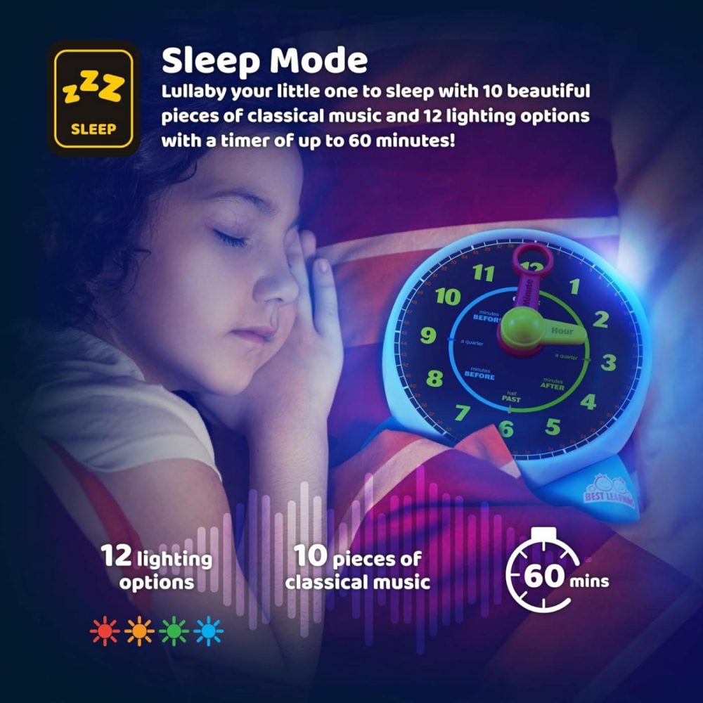 Learning Clock – Educational Talking Learn To Tell Time Teaching Light-Up Toy With Quiz And Music Sleep Mode – Toddlers & Kids Ages 3  4  5  6 Years Old Boy And Girl Gift For Birthdays  |  Teaching Clocks All Toys Teaching Clocks