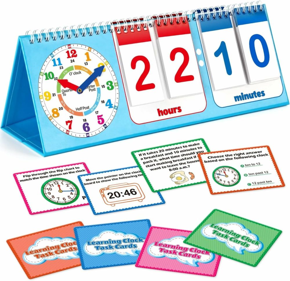 Learning Clock Flip Chart Colorful Analog & Digital Telling Time Teaching Clock For Kids  Math Manipulatives 1St 2Nd Grade Homeschool Supplies Kindergarten Preschool Learning Activities Games  |  Teaching Clocks All Toys Teaching Clocks