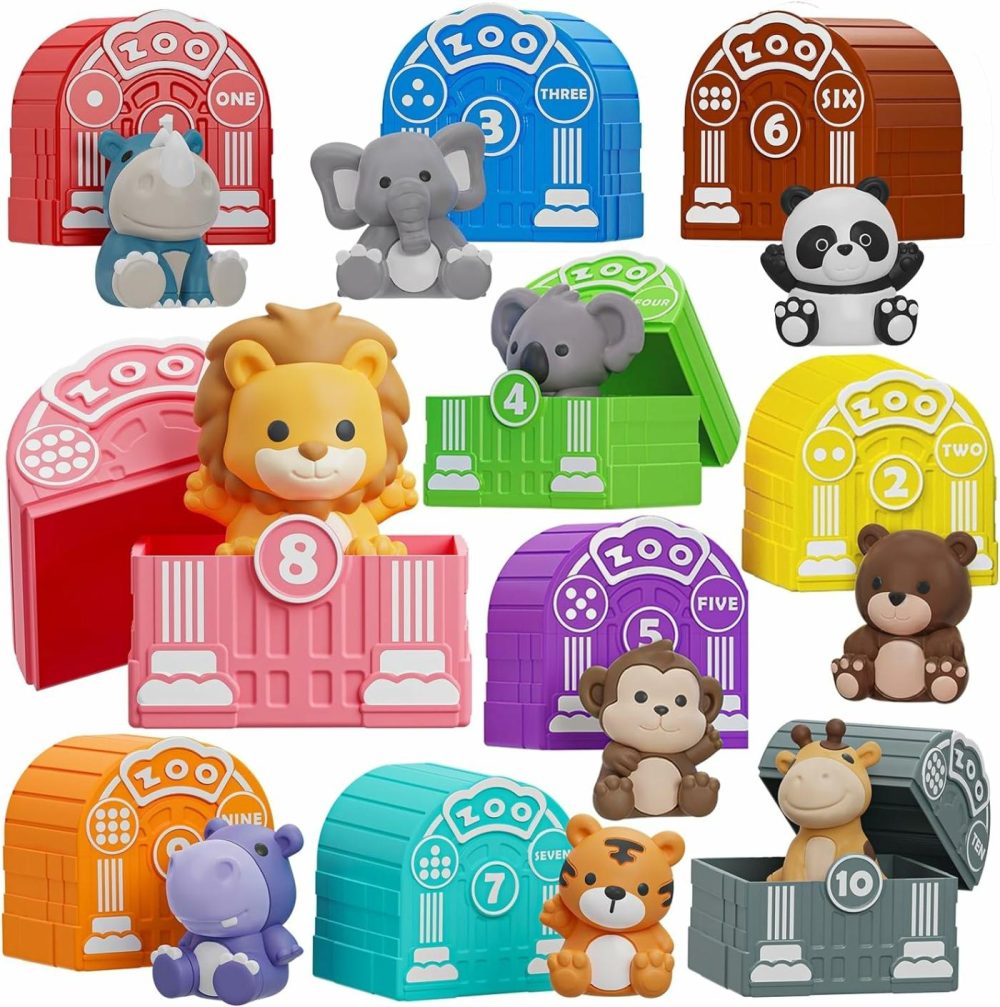 Learning Toy For Toddlers 1 2 3 Year Old  Montessori Educational Counting  Matching & Sorting Sensory Toys  10 Safari Animals & 10 Zoos  Birthday Easter Gift For Baby Boy Girl Age 12-18 Months  |  Sorting & Stacking Toys All Toys Sorting & Stacking Toys