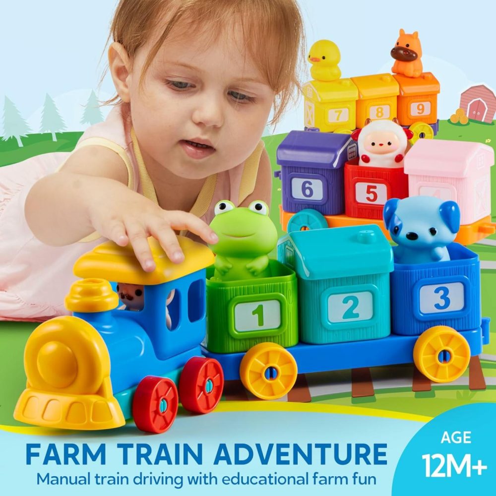 Learning Toy For Toddlers 1 2 3 Years Old  Counting  Matching & Sorting Montessori Learning Farm Train Including 9 Farm Animals And 1 Farmer  Christmas Birthday Gift For Baby Boys Girls  |  Early Development & Activity Toys All Toys Early Development & Activity Toys