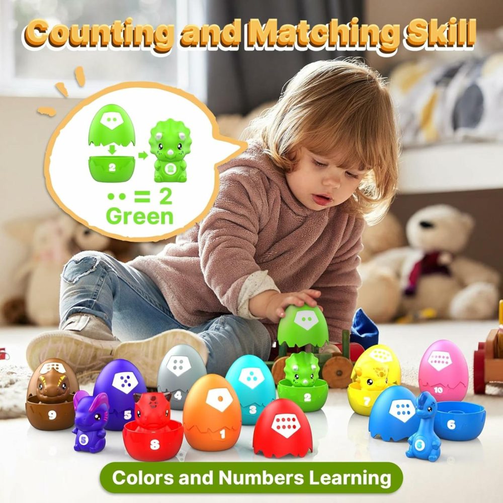 Learning Toys For 1,2,3 Year Old Toddlers  20Pcs Dinosaurs Eggs Montessori Educational Toys For Kids  Counting  Matching & Sorting Games  Christmas Birthday Gift For Baby Boys Girls Age 12-18 Months  |  Sorting & Stacking Toys All Toys Sorting & Stacking Toys