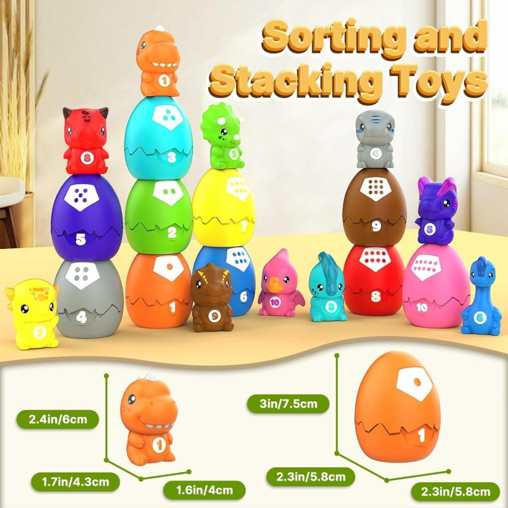 Learning Toys For 1,2,3 Year Old Toddlers  20Pcs Dinosaurs Eggs Montessori Educational Toys For Kids  Counting  Matching & Sorting Games  Christmas Birthday Gift For Baby Boys Girls Age 12-18 Months  |  Sorting & Stacking Toys All Toys Sorting & Stacking Toys