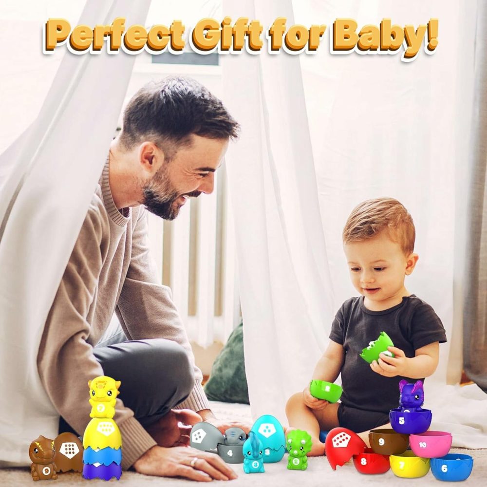 Learning Toys For 1,2,3 Year Old Toddlers  20Pcs Dinosaurs Eggs Montessori Educational Toys For Kids  Counting  Matching & Sorting Games  Christmas Birthday Gift For Baby Boys Girls Age 12-18 Months  |  Sorting & Stacking Toys All Toys Sorting & Stacking Toys