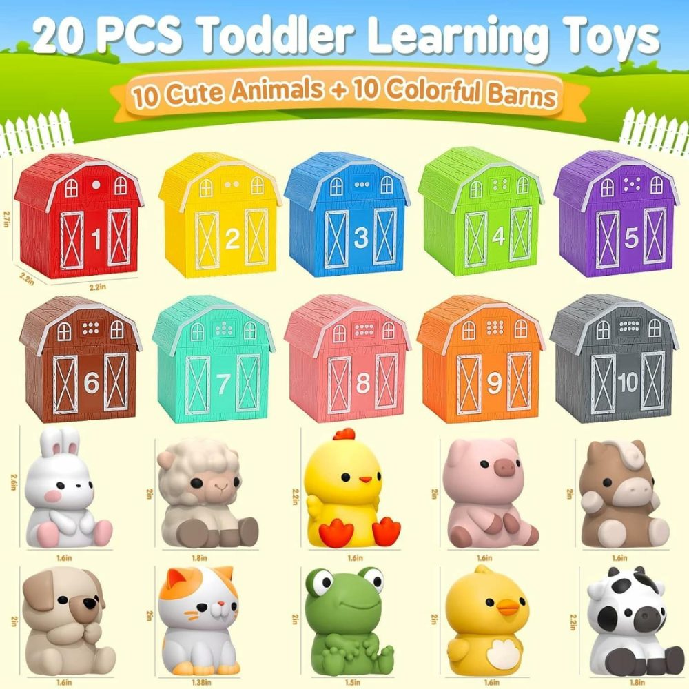 Learning Toys For 1,2,3 Year Old Toddlers  20Pcs Farm Animals Toys Montessori Counting  Matching & Sorting Fine Motor Games  Christmas Birthday Easter Gift For Baby Boys Girls Age 12-18 Months  |  Sorting & Stacking Toys All Toys Sorting & Stacking Toys