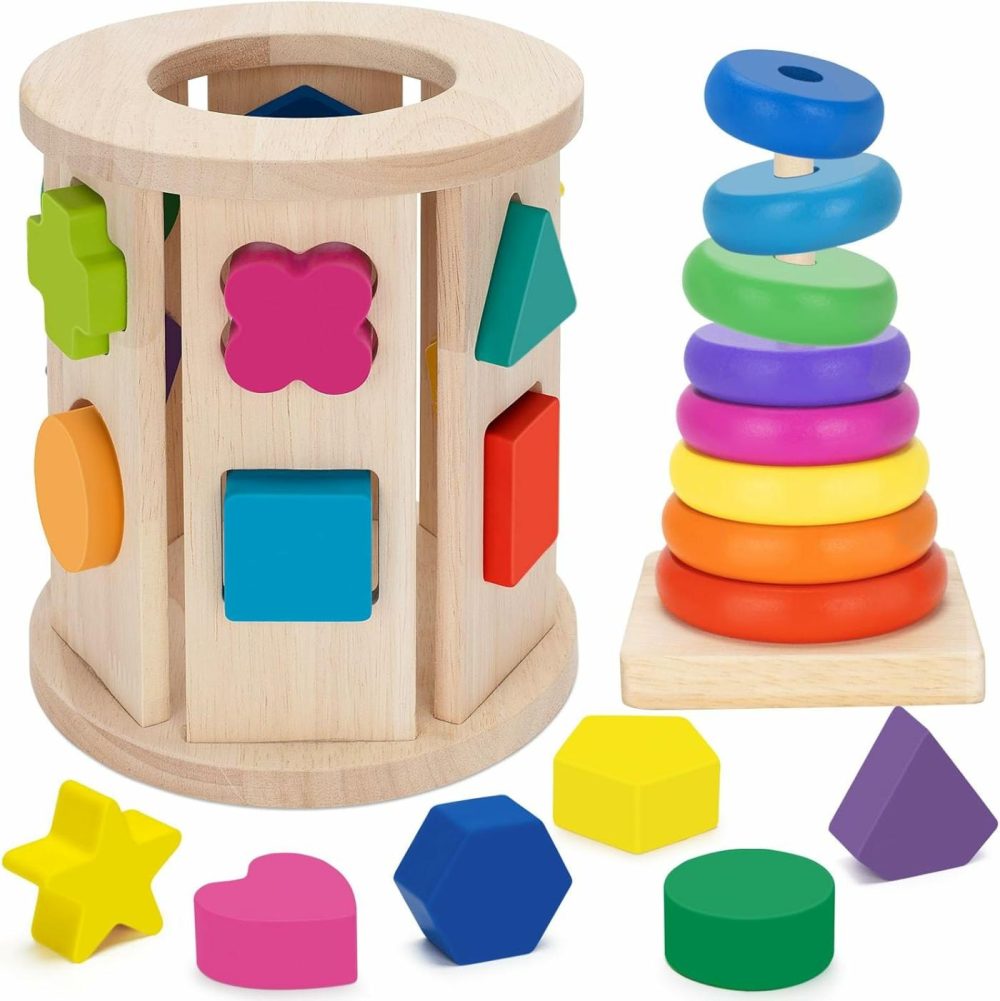 Learning Toys For 1,2,3 Year Old Toddlers  Montessori Toys  Wooden Educational Toys For Baby Boys And Girls 12-18 Months  Stacker Toy  Kids Birthday  |  Sorting & Stacking Toys All Toys Sorting & Stacking Toys