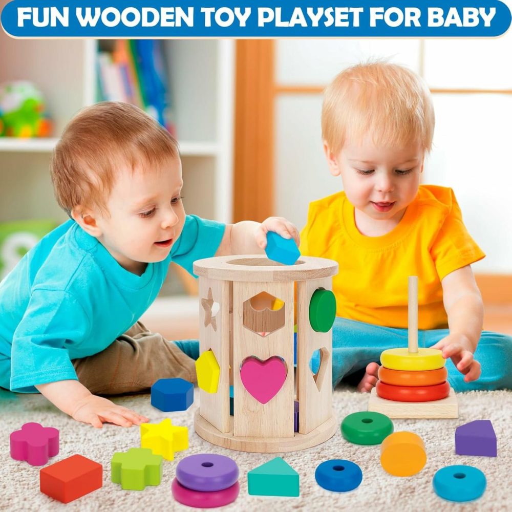 Learning Toys For 1,2,3 Year Old Toddlers  Montessori Toys  Wooden Educational Toys For Baby Boys And Girls 12-18 Months  Stacker Toy  Kids Birthday  |  Sorting & Stacking Toys All Toys Sorting & Stacking Toys