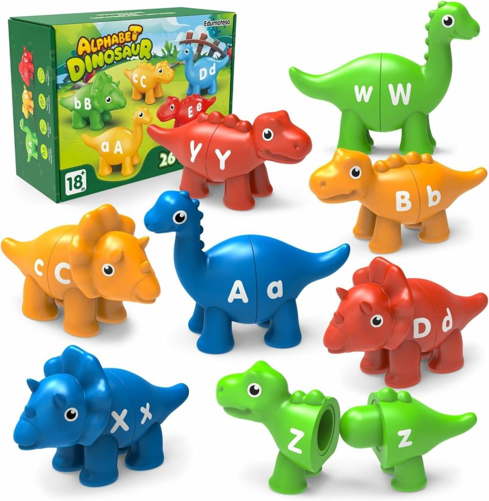 Learning Toys For 2 3 4 Year Old  26Pcs Dinosaur Alphabet Learning Toys With Uppercase And Lowercase,Preschool Activities Montessori Fine Motor Toys For Toddlers Kids Age 18M+ Boys Girls Gift  |  Sorting & Stacking Toys All Toys Sorting & Stacking Toys