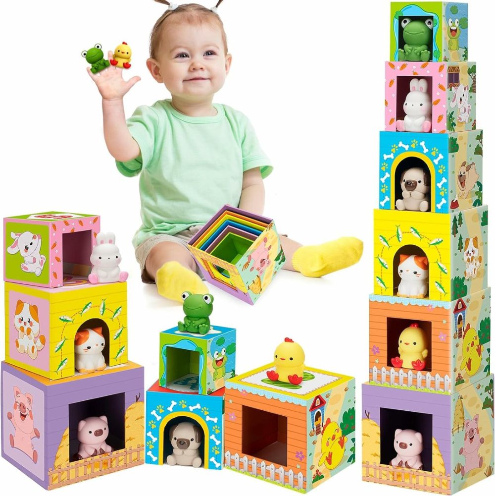 Learning Toys For Toddlers 1  2  3  Farm Animals Nesting&Stacking Toy Blocks  Montessori Counting Toys  Sorting Fine Motor Games  Birthday Easter Gift For Baby Boys Girls Age 12-18 Months  |  Sorting & Stacking Toys All Toys Sorting & Stacking Toys