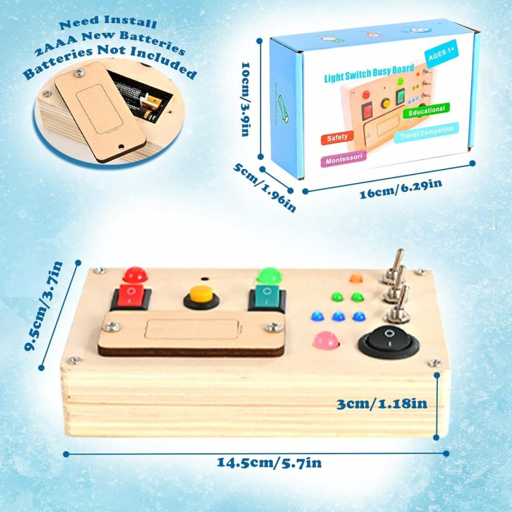 Led Light Switch Busy Board Montessori Toy With Button For Kids  Wooden Control Panel  Activity Sensory Board Fidget Toy For Toddlers 1 2 3 Year Old  |  Sorting & Stacking Toys All Toys Sorting & Stacking Toys