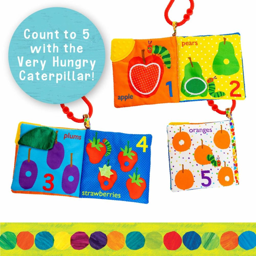 Let’s Count Soft Book – World Of Eric Carle The Very Hungry Caterpillar Baby On The Go Clip Teething Crinkle Soft Sensory Book For Babies  5.25X5.25 Inch  |  Teethers All Toys Teethers