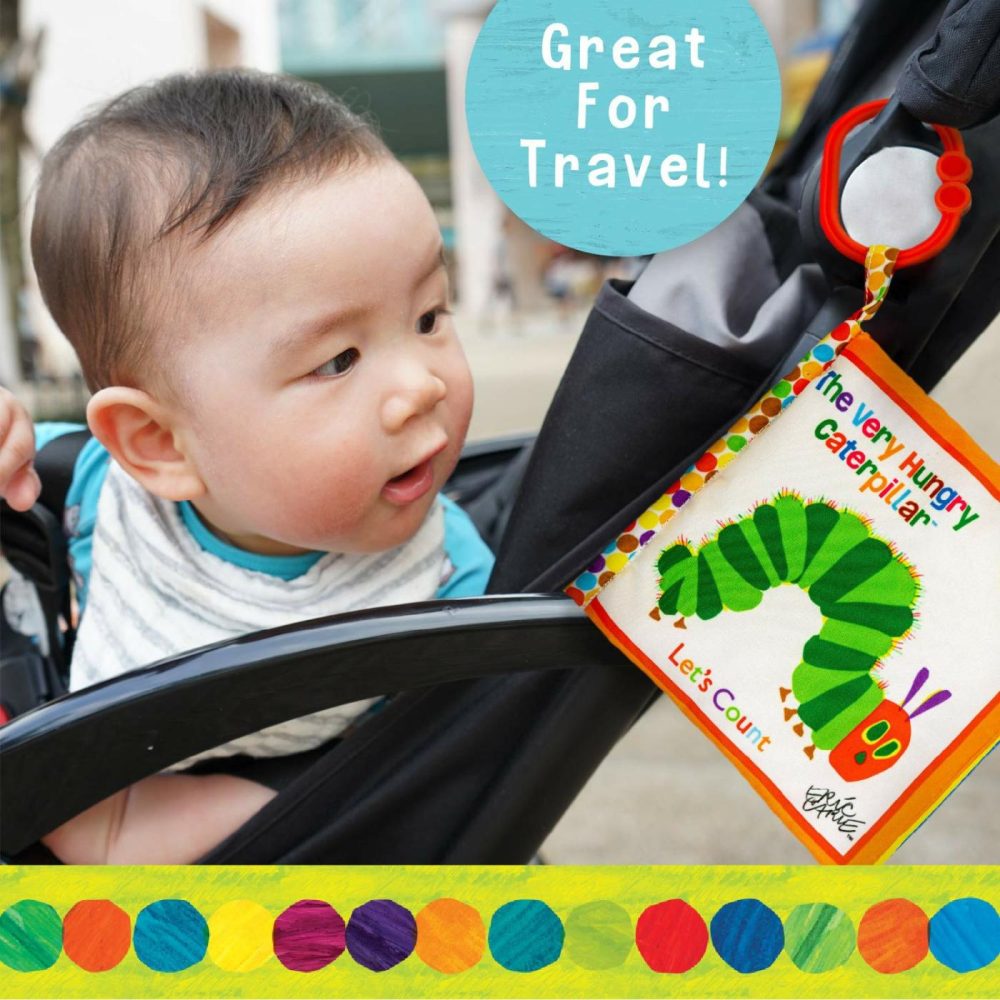 Let’s Count Soft Book – World Of Eric Carle The Very Hungry Caterpillar Baby On The Go Clip Teething Crinkle Soft Sensory Book For Babies  5.25X5.25 Inch  |  Teethers All Toys Teethers