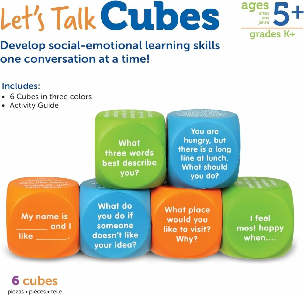 Let’s Talk! Cubes  6 Cubes With 36 Prompts  Ages 5+,Conversation Cubes  Sel & Autism Therapy,Back To School Supplies,Teacher Supplies  |  Activity Cubes Activity Cubes Activity Cubes