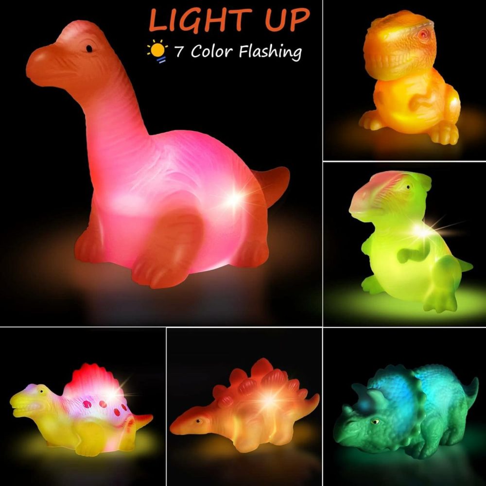 Light Up Bath Toys,6 Packs Floating Dinosaur Bathtub Toys For Toddlers,No Hole Baby Bath Toys For Kids,Great Birthday Christmas Easter For Boy And Girl Preschool  |  Bath Toys All Toys Bath Toys