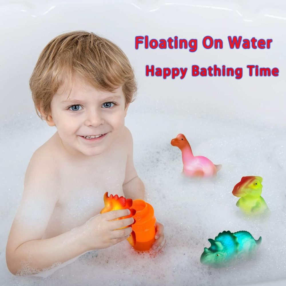 Light Up Bath Toys,6 Packs Floating Dinosaur Bathtub Toys For Toddlers,No Hole Baby Bath Toys For Kids,Great Birthday Christmas Easter For Boy And Girl Preschool  |  Bath Toys All Toys Bath Toys