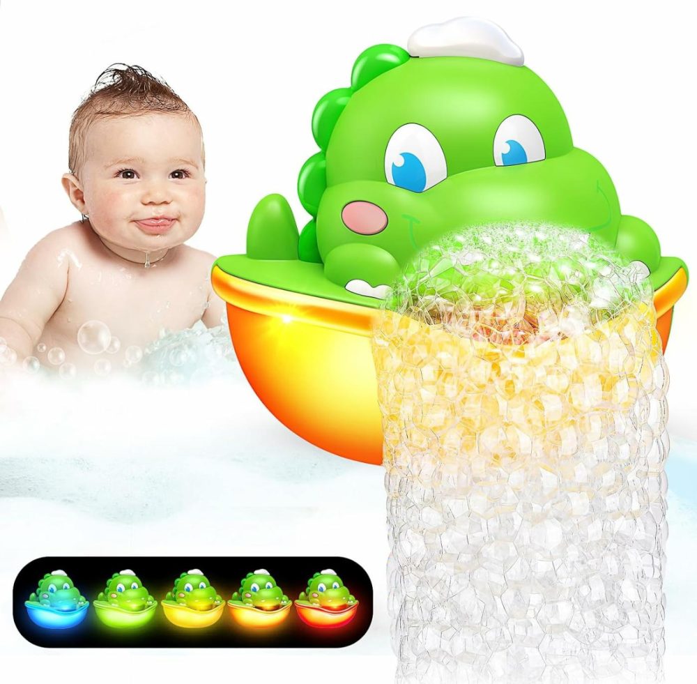 Light Up Bath Toys,Baby Bath Toys Dinosaur Bath Bubble Machine Automatic Bath Bubble Maker With Colourful Light Bathtime Shower Bathtub Toys For Kids Ages 1-5 Birthday Gift For Toddler Boys Girls  |  Bath Toys All Toys Bath Toys