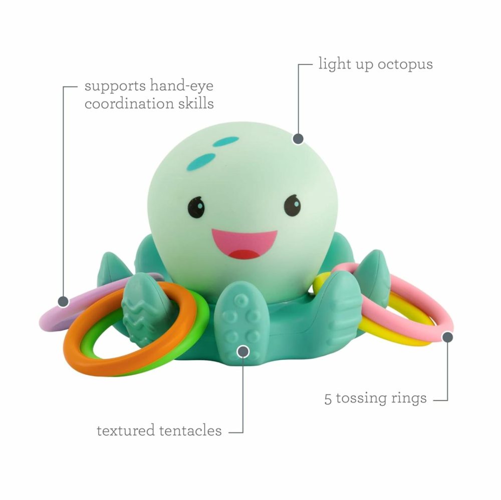 Light Up Ring Catcher – Illuminating Octopus With Five Tossing Rings For Fine & Gross Motor Skills In Babies & Toddlers  6M+  |  Bath Toys All Toys Bath Toys