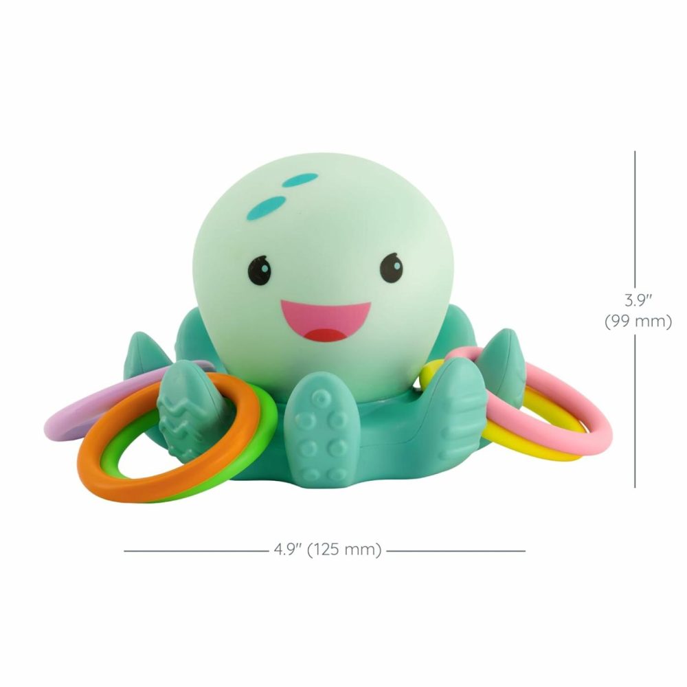 Light Up Ring Catcher – Illuminating Octopus With Five Tossing Rings For Fine & Gross Motor Skills In Babies & Toddlers  6M+  |  Bath Toys All Toys Bath Toys