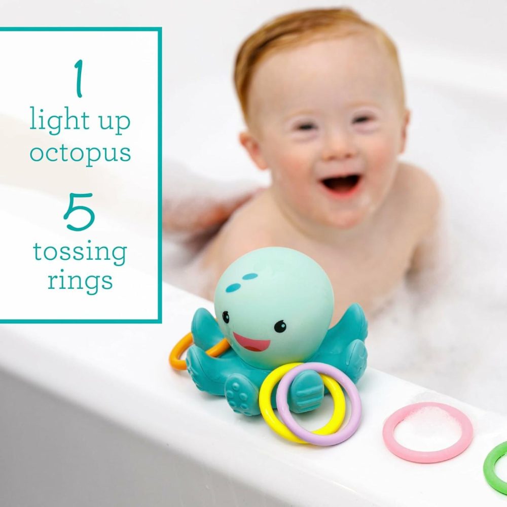 Light Up Ring Catcher – Illuminating Octopus With Five Tossing Rings For Fine & Gross Motor Skills In Babies & Toddlers  6M+  |  Bath Toys All Toys Bath Toys