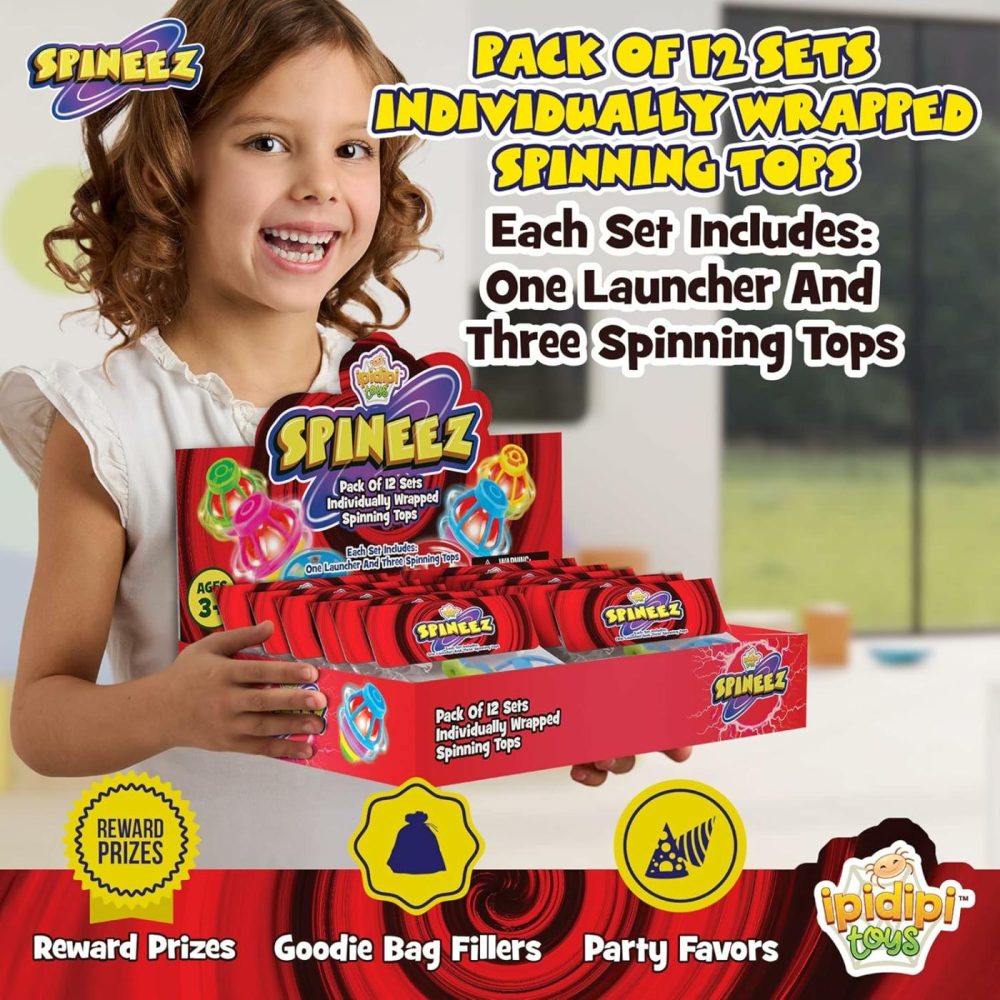 Light Up Spinning Tops And Flying Saucer Disc – Ufo Light Up Spinner Toy – Kids Party Favors  Goodie Bags Stuffers  School Prize Box Toys  Goodie Bag Fillers (Red  Set Of 12  36 Pcs)  |  Spinning Tops All Toys Red