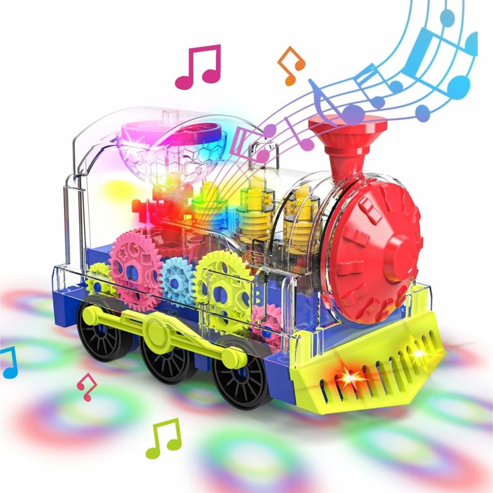 Light Up Train Toy For Toddlers: Transparent Gear Car Toy For Kids With Cool Light And Music Educational Crawling Toys For Baby Christmas Birthday Gifts For Boys And Girls  |  Musical Toys All Toys