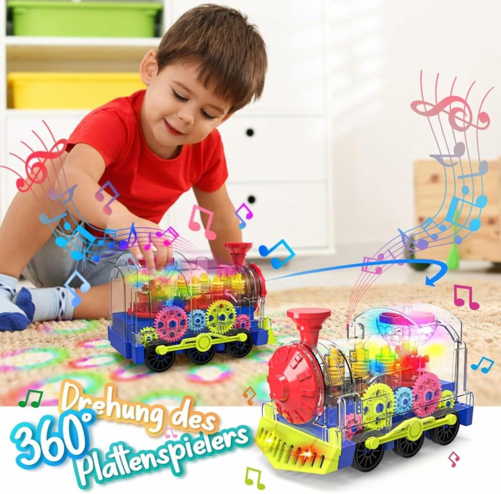 Light Up Train Toy For Toddlers: Transparent Gear Car Toy For Kids With Cool Light And Music Educational Crawling Toys For Baby Christmas Birthday Gifts For Boys And Girls  |  Musical Toys All Toys