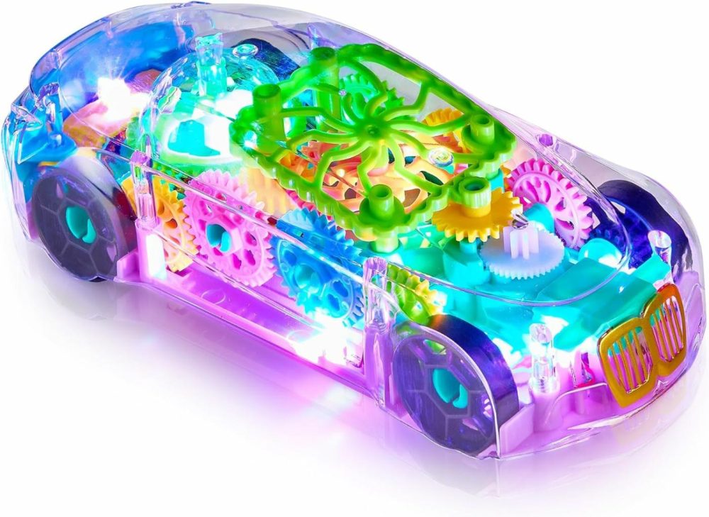 Light-Up Transparent Car Toy For Kids – 1 Pack – Bump And Go Colorful Moving Gears  Music  Led Effects – Fun Educational Toy – Great Birthday Gift Idea  |  Musical Toys All Toys