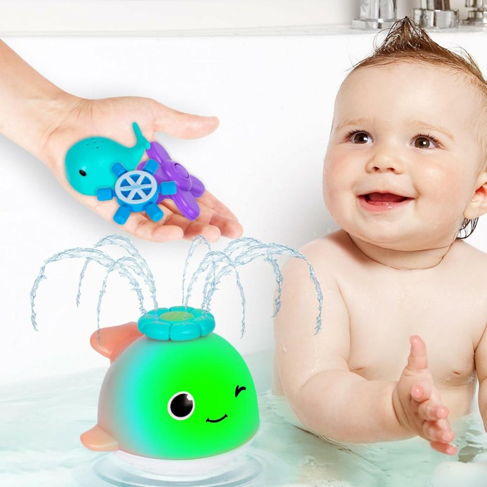 Light Up Whale Bath Toy Sprinkler – Spraying Whale Bath Toy With 4 Sprinkler Attachments – Baby Bath Toy With Flashing Led Lights In Rainbow Colors – Infant Babies Bath Toy Ages 1 2 3 4  |  Bath Toys All Toys Bath Toys