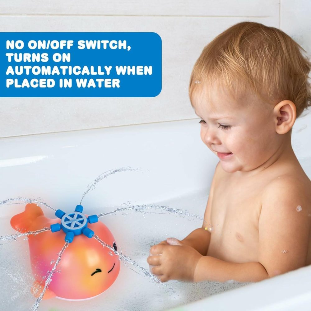 Light Up Whale Bath Toy Sprinkler – Spraying Whale Bath Toy With 4 Sprinkler Attachments – Baby Bath Toy With Flashing Led Lights In Rainbow Colors – Infant Babies Bath Toy Ages 1 2 3 4  |  Bath Toys All Toys Bath Toys