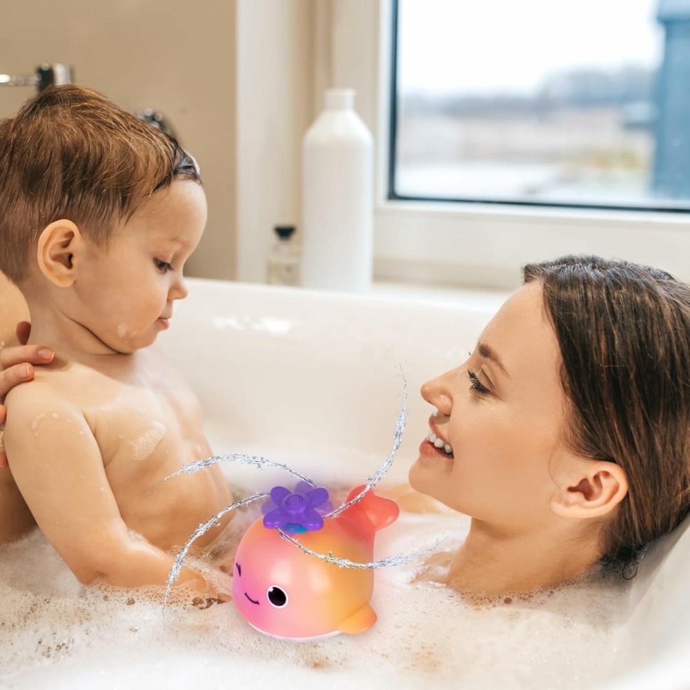 Light Up Whale Bath Toy Sprinkler – Spraying Whale Bath Toy With 4 Sprinkler Attachments – Baby Bath Toy With Flashing Led Lights In Rainbow Colors – Infant Babies Bath Toy Ages 1 2 3 4  |  Bath Toys All Toys Bath Toys