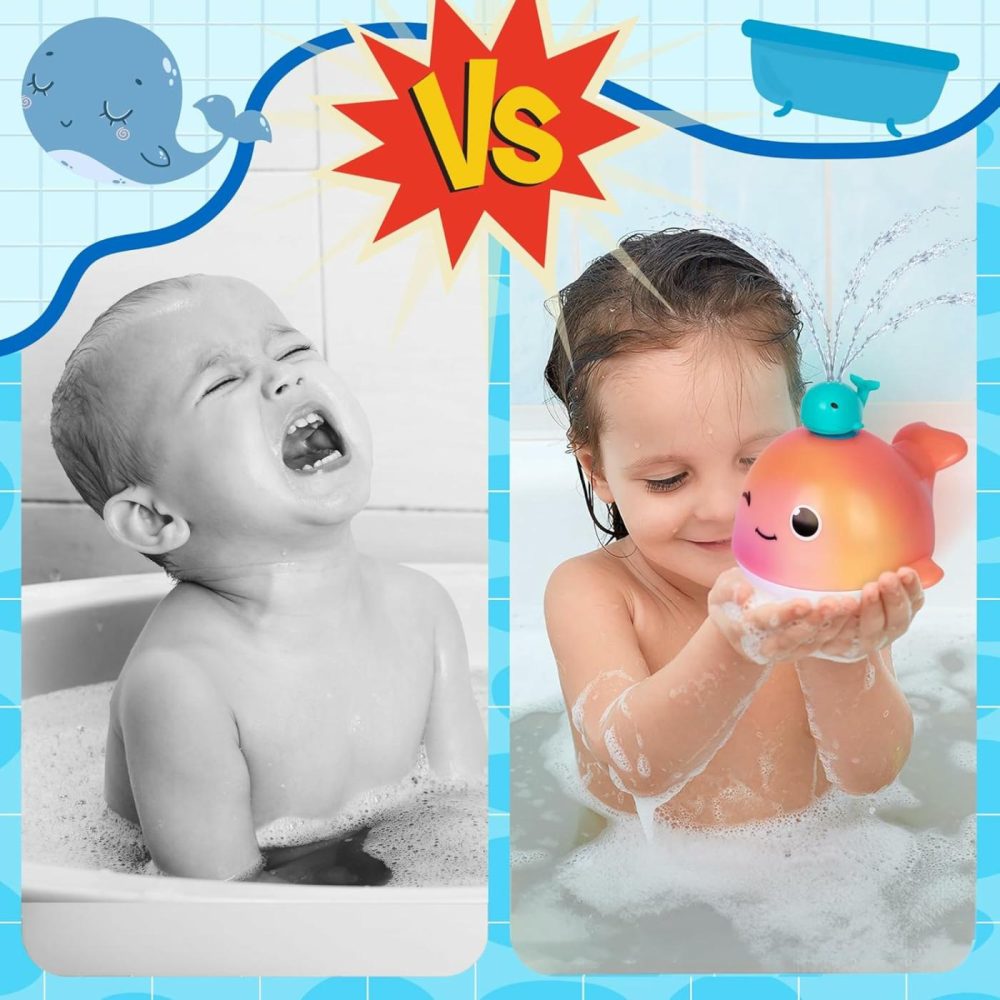 Light Up Whale Bath Toy Sprinkler – Spraying Whale Bath Toy With 4 Sprinkler Attachments – Baby Bath Toy With Flashing Led Lights In Rainbow Colors – Infant Babies Bath Toy Ages 1 2 3 4  |  Bath Toys All Toys Bath Toys