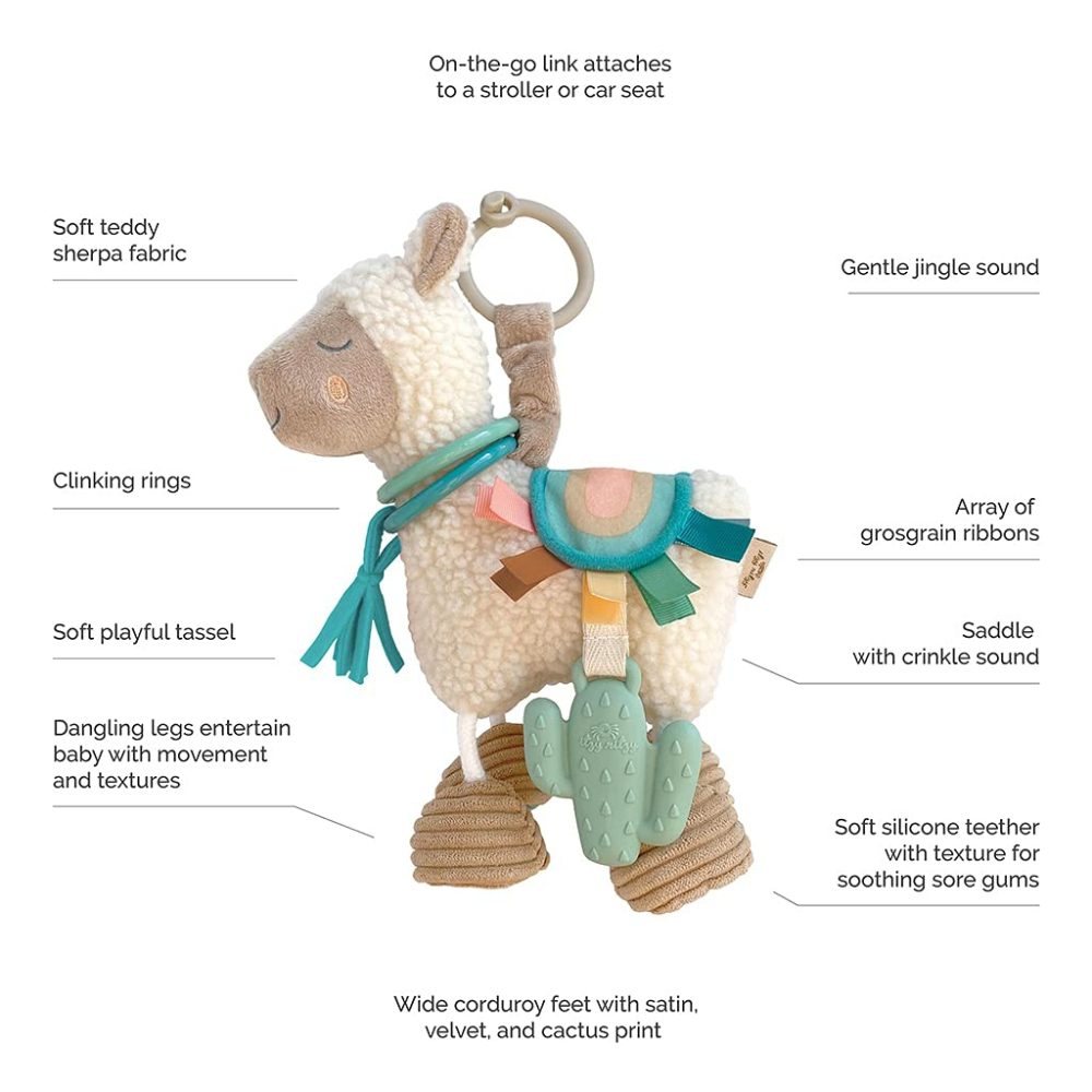 Link & Love Toy For Stroller Or Car Seat; Features Textured Ribbons  Crinkle Sounds  Clinking Rings & Silicone Teether; Designed For Ages 0 Months And Up (Llama)  |  Teethers All Toys Llama