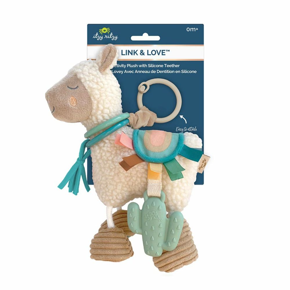 Link & Love Toy For Stroller Or Car Seat; Features Textured Ribbons  Crinkle Sounds  Clinking Rings & Silicone Teether; Designed For Ages 0 Months And Up (Llama)  |  Teethers All Toys Llama