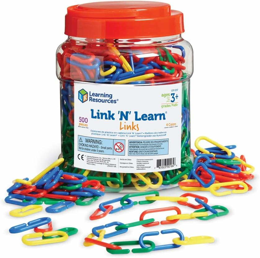 Link ‘N’ Learn Links – 500 Pieces  Ages 3+  Preschool Learning Supplies  Toddler Learning Toys  Back To School Supplies,Teacher Supplies  |  Sorting & Stacking Toys All Toys Sorting & Stacking Toys