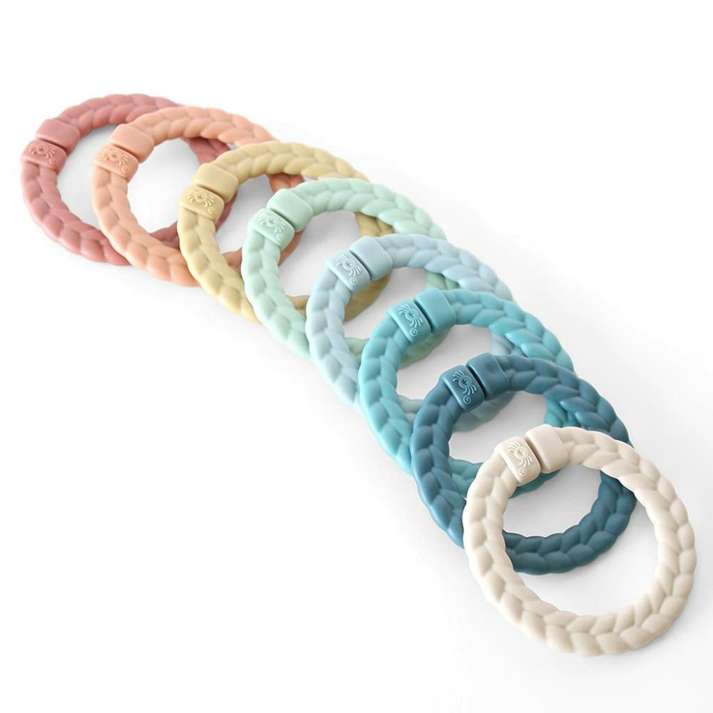 Linking Ring Set; Set Of 8 Braided  Rainbow-Colored Versatile Linking Rings; Attach To Baby’s Car Seat  Stroller & Activity Gym To Keep Toys Nearby; Rainbow  |  Car Seat & Stroller Toys All Toys Car Seat & Stroller Toys