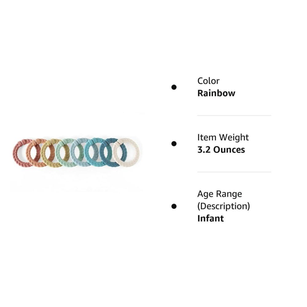 Linking Ring Set; Set Of 8 Braided  Rainbow-Colored Versatile Linking Rings; Attach To Baby’s Car Seat  Stroller & Activity Gym To Keep Toys Nearby; Rainbow  |  Car Seat & Stroller Toys All Toys Car Seat & Stroller Toys