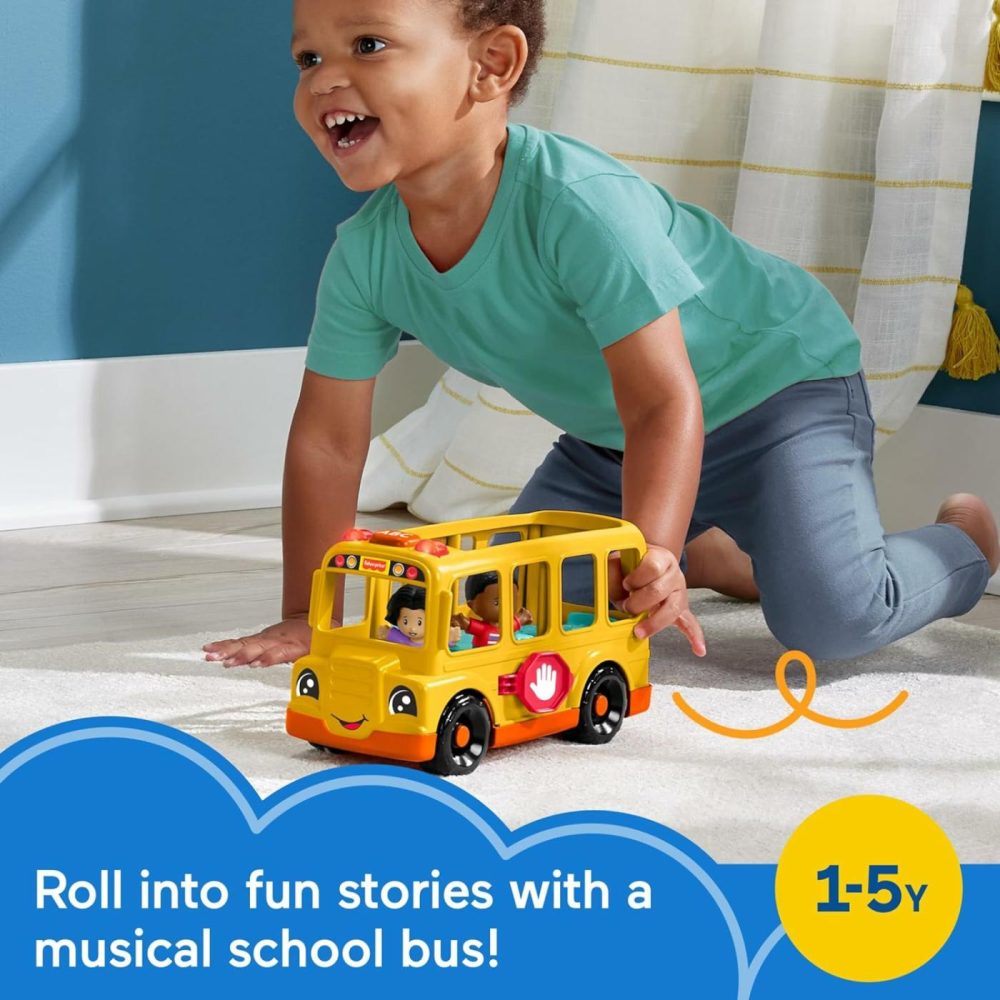 Little People Toddler Toy School Bus Musical Push-Along Vehicle With 2 Figures For Pretend Play Ages 1+ Years  |  Push & Pull Toys All Toys Push & Pull Toys