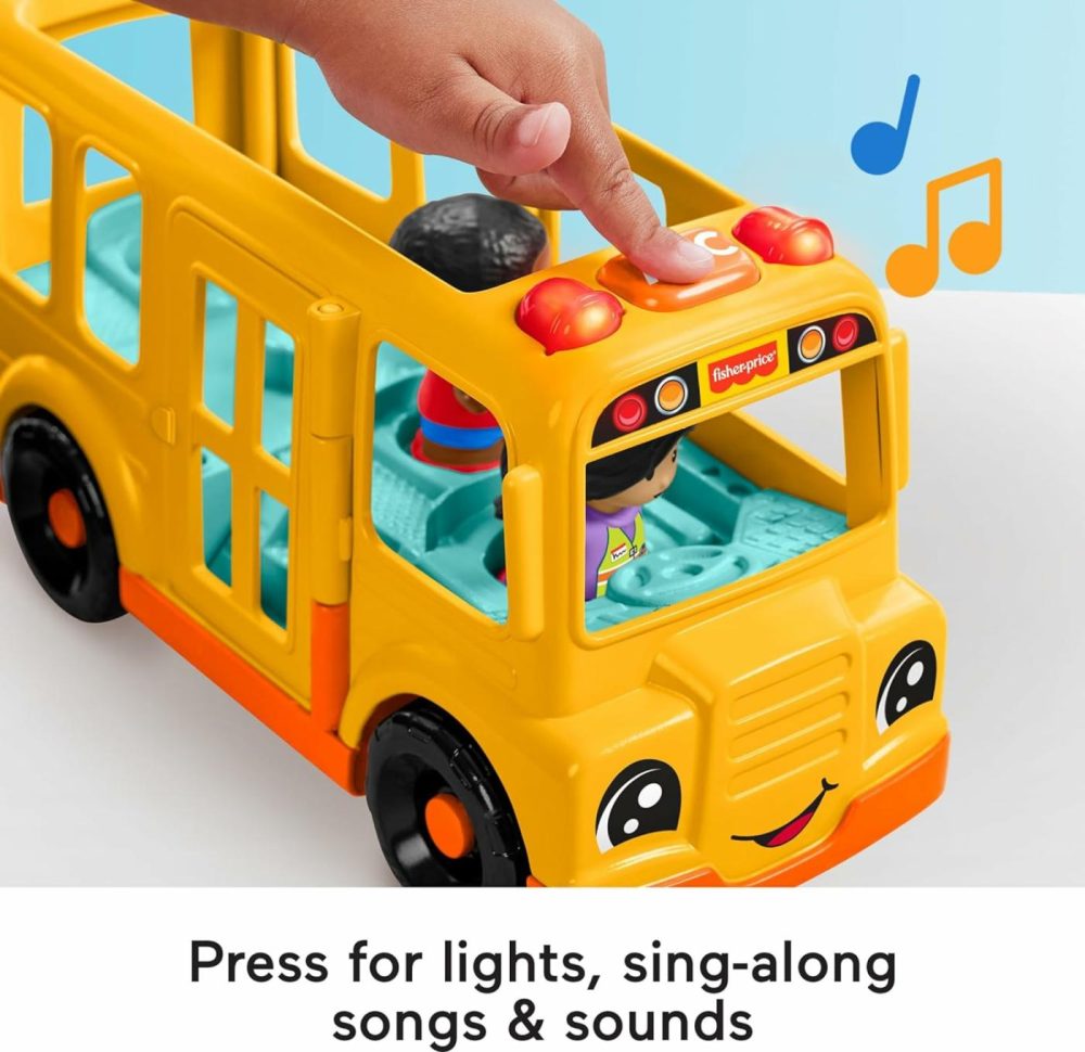 Little People Toddler Toy School Bus Musical Push-Along Vehicle With 2 Figures For Pretend Play Ages 1+ Years  |  Push & Pull Toys All Toys Push & Pull Toys