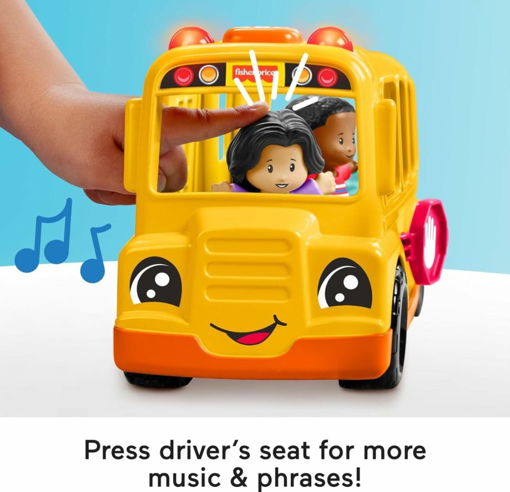 Little People Toddler Toy School Bus Musical Push-Along Vehicle With 2 Figures For Pretend Play Ages 1+ Years  |  Push & Pull Toys All Toys Push & Pull Toys